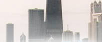 chicago skyline behind lasalle limousine